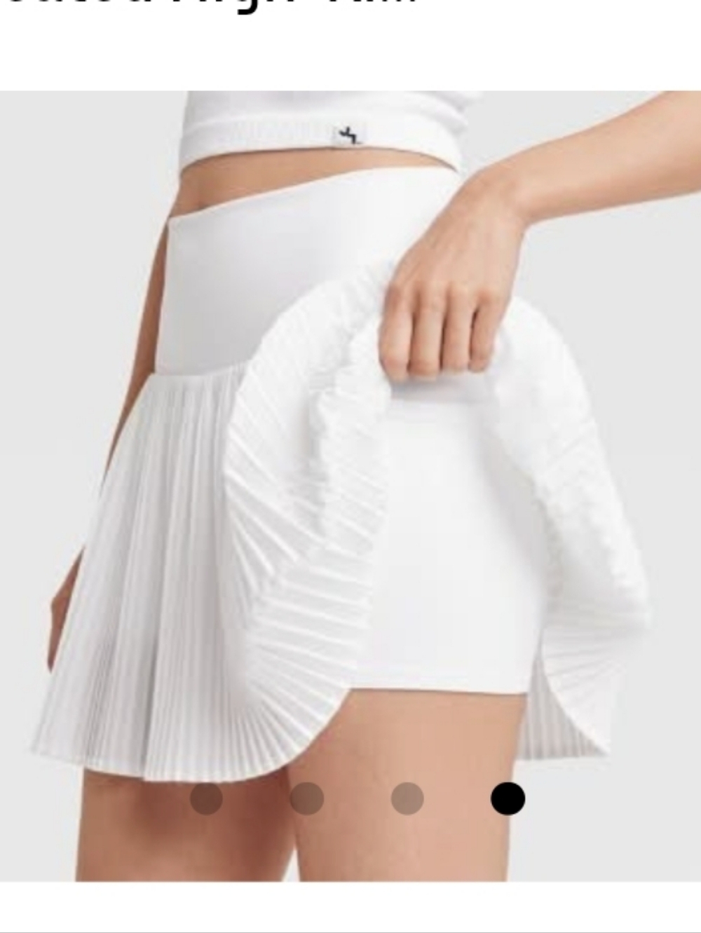 JoyLab Women's White Mini Pleated High-Rise Tennis Skort With Shorts Pocket XL